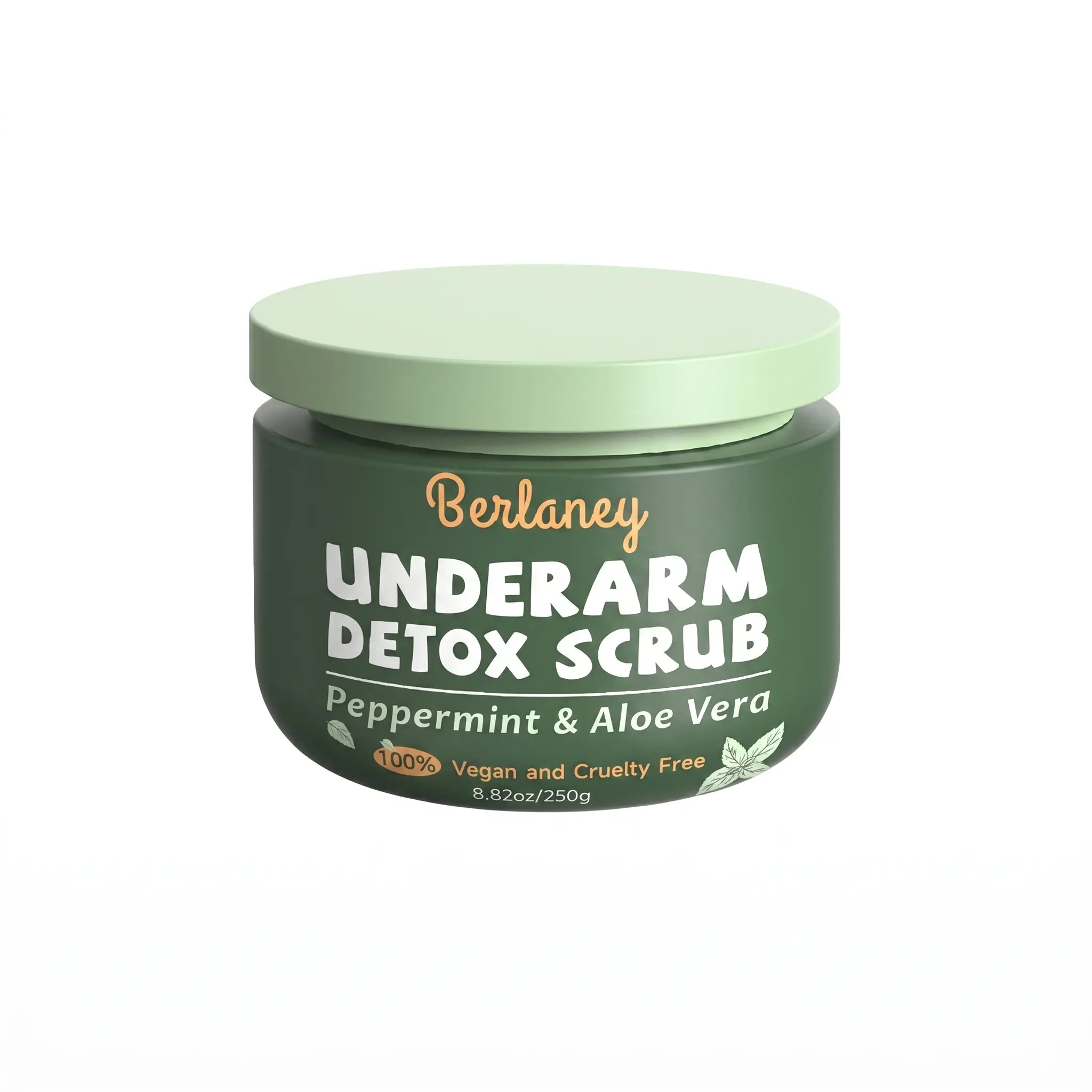 Body Scrub and Armpit Detox Scrub 8.8 oz with Peppermint, Aloe Vera and Walnut Shell Powder, Underarm Scrub Helps on Removing Odor, Deep Cleanse, for Legs, Knee, Feet, Hands, Whole Body, Native Deodorant