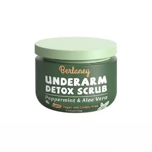 Body Scrub and Armpit Detox Scrub 8.8 oz with Peppermint, Aloe Vera and Walnut Shell Powder, Underarm Scrub Helps on Removing Odor, Deep Cleanse, for Legs, Knee, Feet, Hands, Whole Body, Native Deodorant