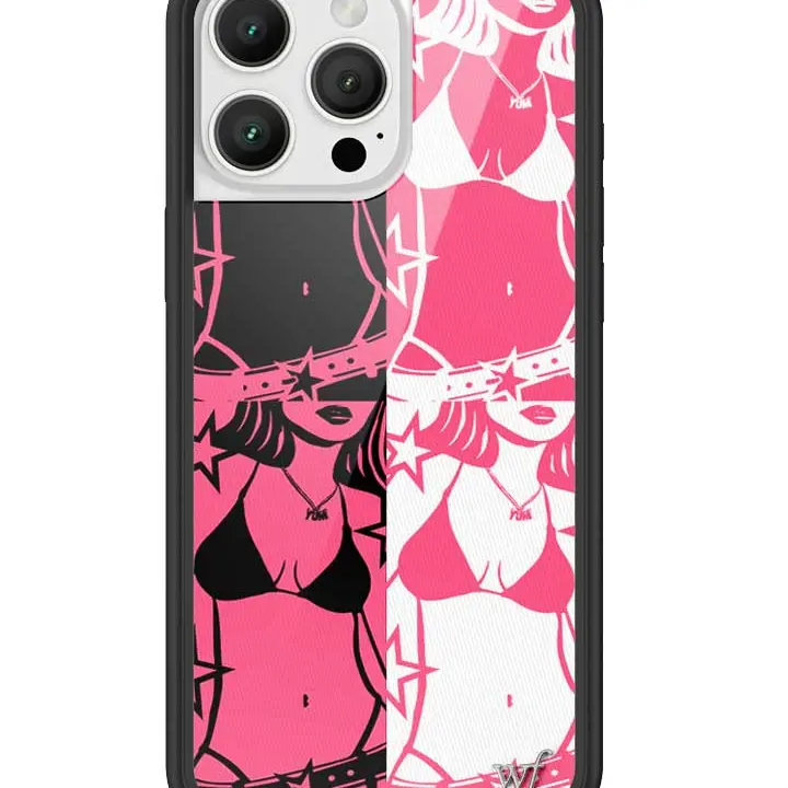Wildflower Cases x Tara Yummy Limited Edition Custom iPhone Casing - Vibrant Pink-Black-White Design, Raised Black Rubber Bumper, Durable Shockproof Polyurethane Protector, Women's Owned Small Business, Gift for Her, Fits Cellphone/Smartphone Accessories