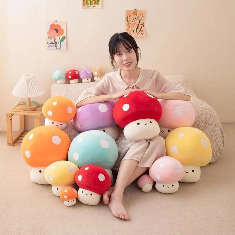 Mushroom Plush Pillow, Cute Mushroom Stuffed Animals Plush Pillows, Mushroom Stuffed Pillow Room Decor Gift for Adults