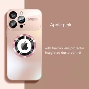 Magnetic Frosted Glass iPhone Case - Apple Pink