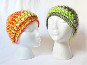 Beanie, Handmade Winter hat, Neon Green Hat, Citrus Beanie, Yellow Orange Beanie