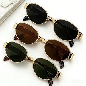 3 Pack Oval Sunglasses for Women – Metal Frame UV400 Retro Fashion Shades