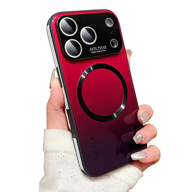ROTUNOE Case for iPhone 17 16 Pro Max 15 14 13 12 11 Pro Max Case, Support for Magsafe, Magnetic Wireless Charger Case, Gradient Glass Back Cover with Full Camera Lens Protector Cover