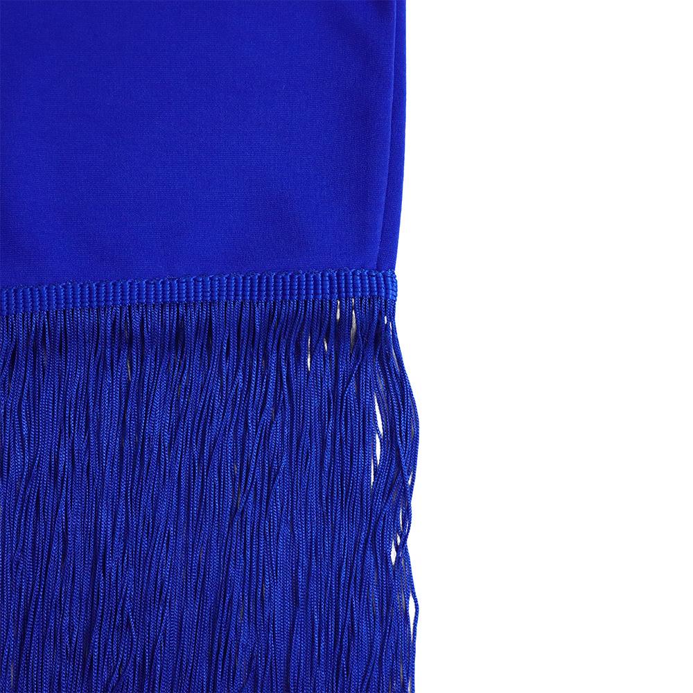 Solid color hip hugging fringe dress