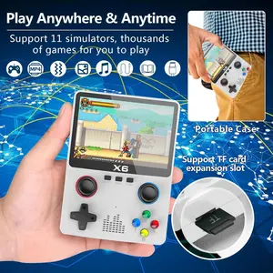 X6 handheld game console, retro game console built-in 32GB 10000+ classic games, 3.5-inch OCA IPS screen, dual 3D joysticks, 11 emulators, handheld game console supports TV output