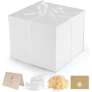 Box, 12x12x10 inches Large White  Boxes for Presents with , Birthday Box, Groomsman Proposal Box, for Wedding, Valentine's Day, Mother's Day, Halloween, Christmas  Packging
