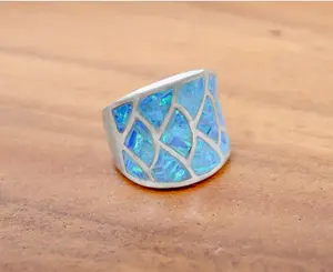 Blue Opal Sterling Silver Mermaid Ring