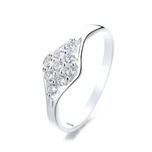 Sterling Silver Geometric Ring with crystals from Swarovski