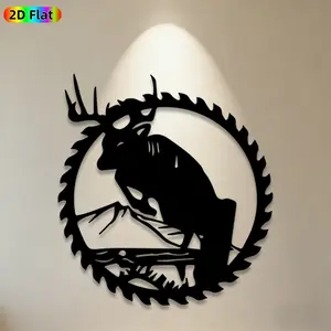 1pc Deer Silhouette Metal Wall Art, Majestic Deer Statue Mural, Ideal Gift for New Year, Christmas, Nature & Wildlife Decor Enthusiasts,  Metal Wall Decor , Perfect for Outdoor Garden Fence & Indoor Living Room Wall, Unique Home Decor Accent