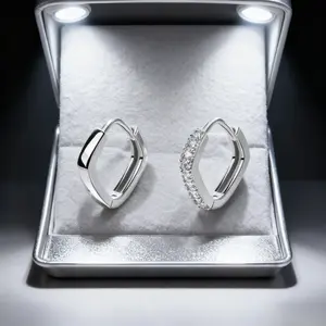 Women’s S925 Silver-Plated Cold Earrings - Square Zircon & Circle Design | Luxe Exquisite Style