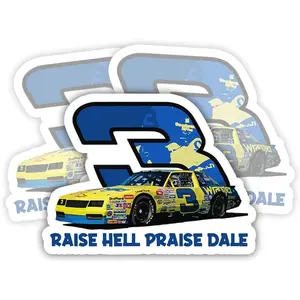 3Pcs Raise Hell Praise Dale Stickers Earnhardt Yellow Car Sticker for Laptop Water Bottle Phone Accessory Boat Car Bumper Window Helmet C