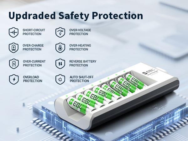 EBL AA AAA Rechargeable Batteries with Upgraded 808 Individual Charger, 1.2V 2800mAh Double A Batteries,Long Lasting Recharerble AA AAA Ni-Mh battery with Integrated Charing Storage Box