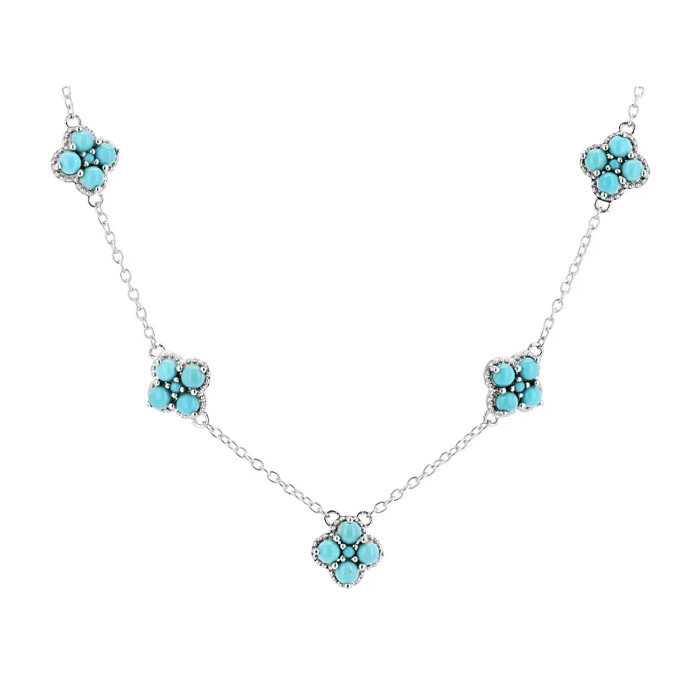 JTV Blue Sleeping Beauty Turquoise Rhodium Over Sterling Silver Necklace