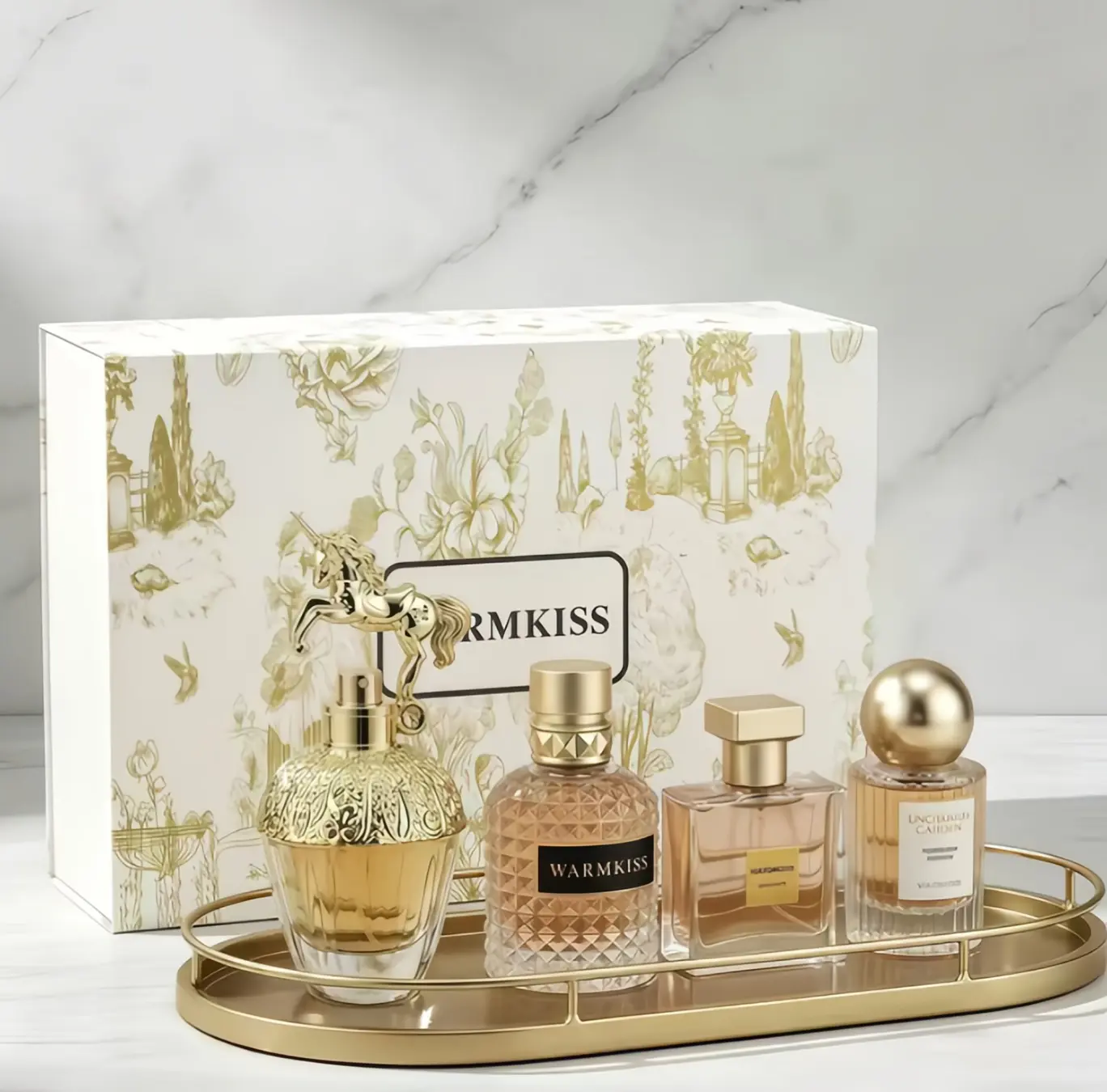 warmkiss 4-Piece Luxury Fragrance Set - 50ml + 30ml*2 + 25ml, Floral & Fresh Notes, Long-Lasting Mini Perfumes, Ideal Gift for Her on Birthday & Anniversary, Women's Fragrance