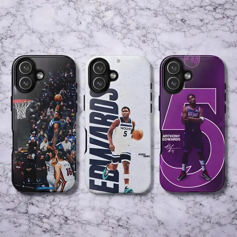 Anthony Edwards Phone Case NBA Basketball Cover for iPhone17 ProMax /16/15/14/13/12/11 Plus for Samsung phones, suitable for both men and women,  Perfect Gift for Women Men.A gift for the fans