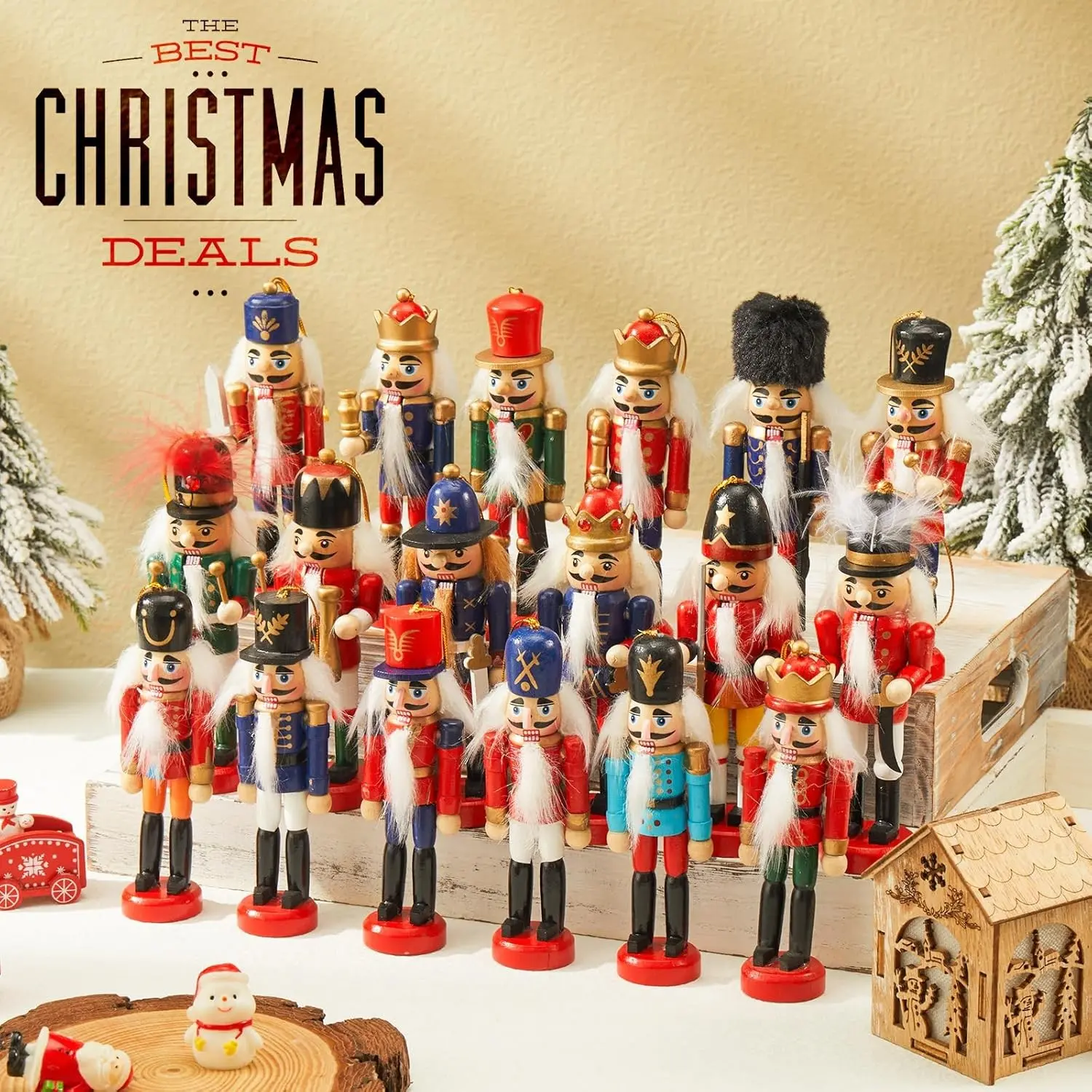 Liliful Christmas Nutcracker Ornament 18 Wooden Hanging Tree Decor, Classic | Nutcracker Soldier Christmas Decoration,Wooden Hanging Ornaments ,for Xmas Tree ,Figure Puppet ,Toy Present