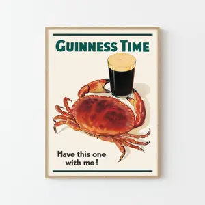Guinness Time Crab Poster Print | John Gilroy Irish Beer Advertisement