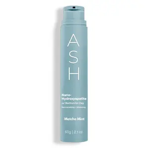 ASH Nano Hydroxyapatite Toothpaste, Fluoride-Free, SLS-Free, Matcha Mint Flavor, with Bentonite Clay, Remineralizing and Whitening Formula for Healthy Teeth