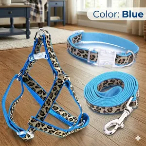 Mile High Life Dog Collar,Trendy Leopard Print Dog Harness, Collar & Leash Set | Aesthetic 3-in-1 Pet Walking Accessories for Stylish Dogs & Puppies