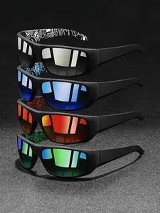 4 pairs of camo pattern sports sunglasses, Outdoor sports eyewear, unisex, available in multiple colors, featuring UV400 lenses, ideal for long outdoor activities, combined with anti-slip frames, stylish and practical