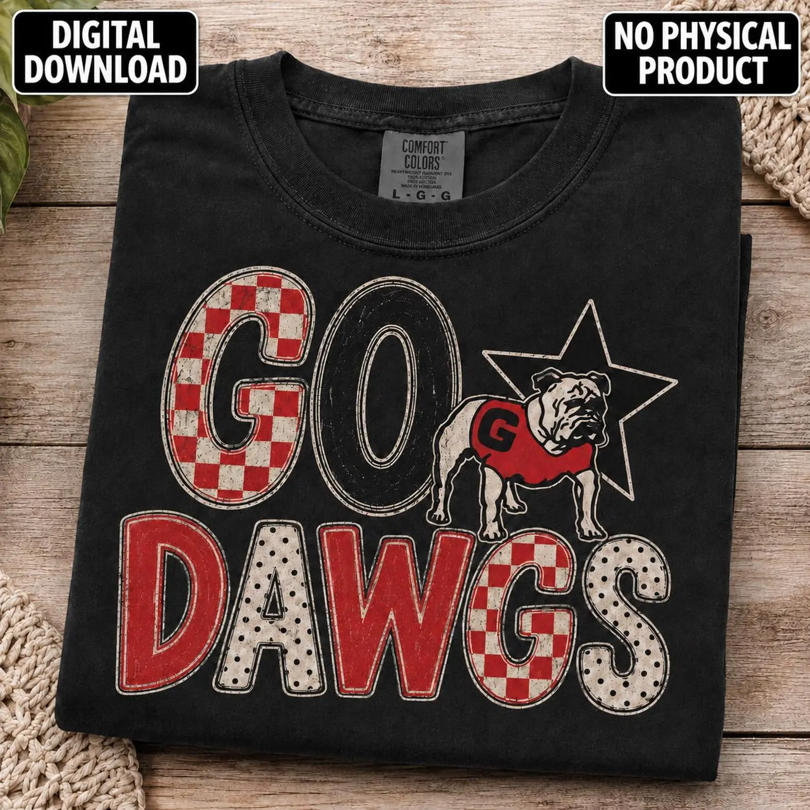 Comfort Colors Go Dawgs Shirt, Georgia Football , Vintage Bulldog Game Day Shirt, Red Black Checkered Shirt