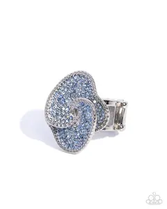 Valiant Vortex - Blue Rhinestone Silver Ring - Paparazzi