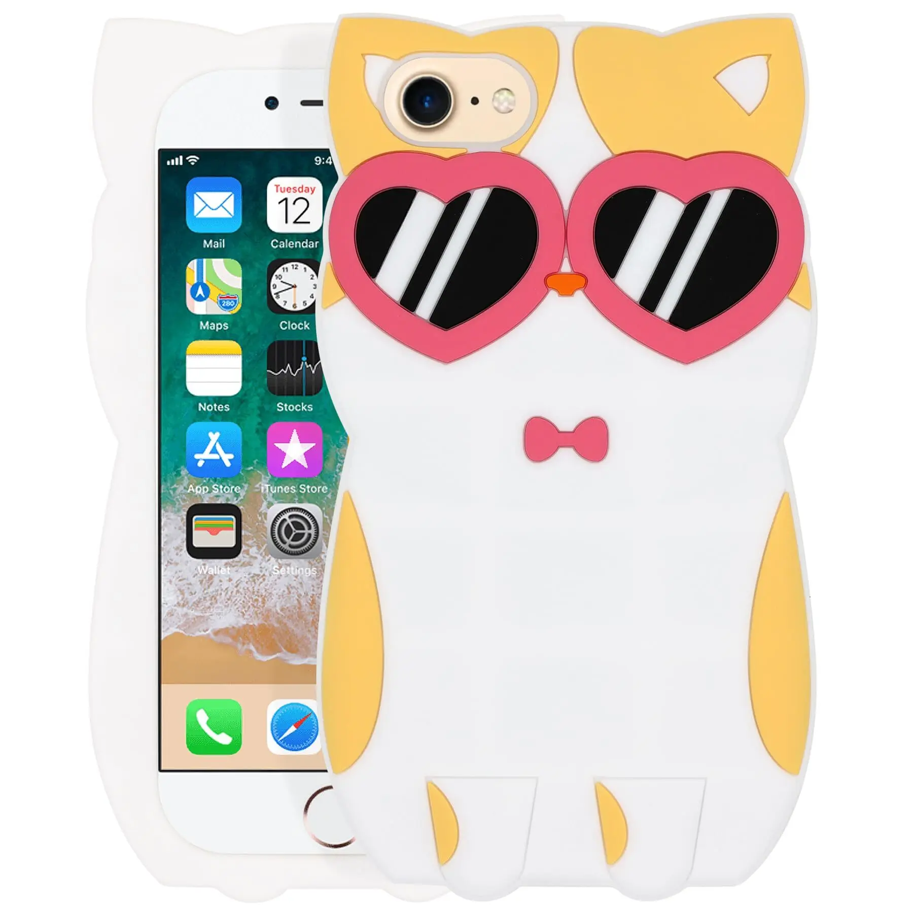 Dumkery Cute Case for iPhone SE 2022 Case Heart Glasses Cat iPhone SE 2020 Case Animals Kitty iPhone 7 Case Kawaii iPhone 8 Case Funny iPhone 6/6s Cases 3D Cartoon Soft Silicone Shockproof Case