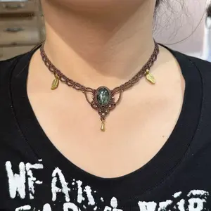 Seraphinite Necklace Macrame Handcrafted Unique Gift Boho Ethnic Minimalist Jewelry Stone of Magic Made to Order