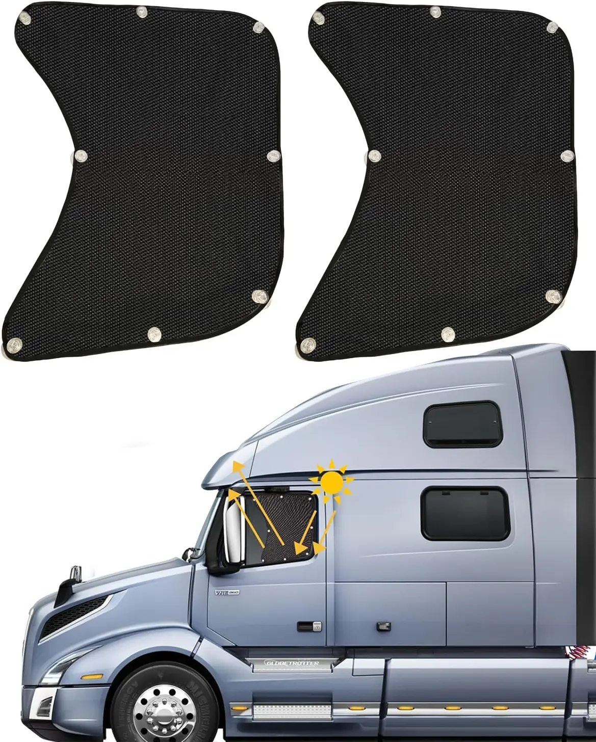 2Pcs Semi Trucks Window Shades, Side Window Sunshade for Truck with Suction Cups, 21.6"x23.6" for Volvo VNL, International Trucks, Freightliner Semi-Trailer Sunshade Accessories Automotive Black tiktokshopspringglowup