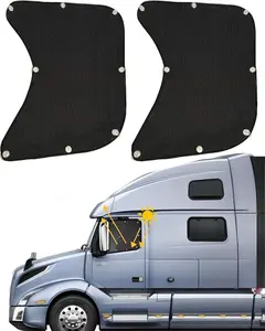 2Pcs Semi Trucks Window Shades, Side Window Sunshade for Truck with Suction Cups, 21.6"x23.6" for Volvo VNL, International Trucks, Freightliner Semi-Trailer Sunshade Accessories Automotive Black
