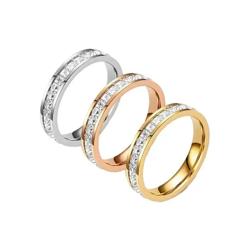 Anxiety Rings for Women and Men Titanium Steel Spinner Fidget Band Rings with Cubic Zirconia for Stress Relief and Wedding Promise Comfort Fit Size 5 to 11