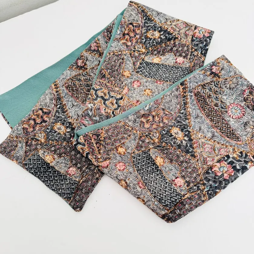 Jewel Reversible Scarf Vintage Handmade Japanese Kimono Silk