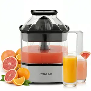 Astralship Eletric Citrus Juicer Machine Electric Orange & Lemon Squeezer with Stainless Steel Base, 24oz Pitcher, Pressure-Activated, 2 Cones & Pulp Filter for Orange, Lemon, Grapefruit Juice