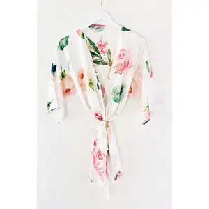 Monogram Spring Rose Satin Robe