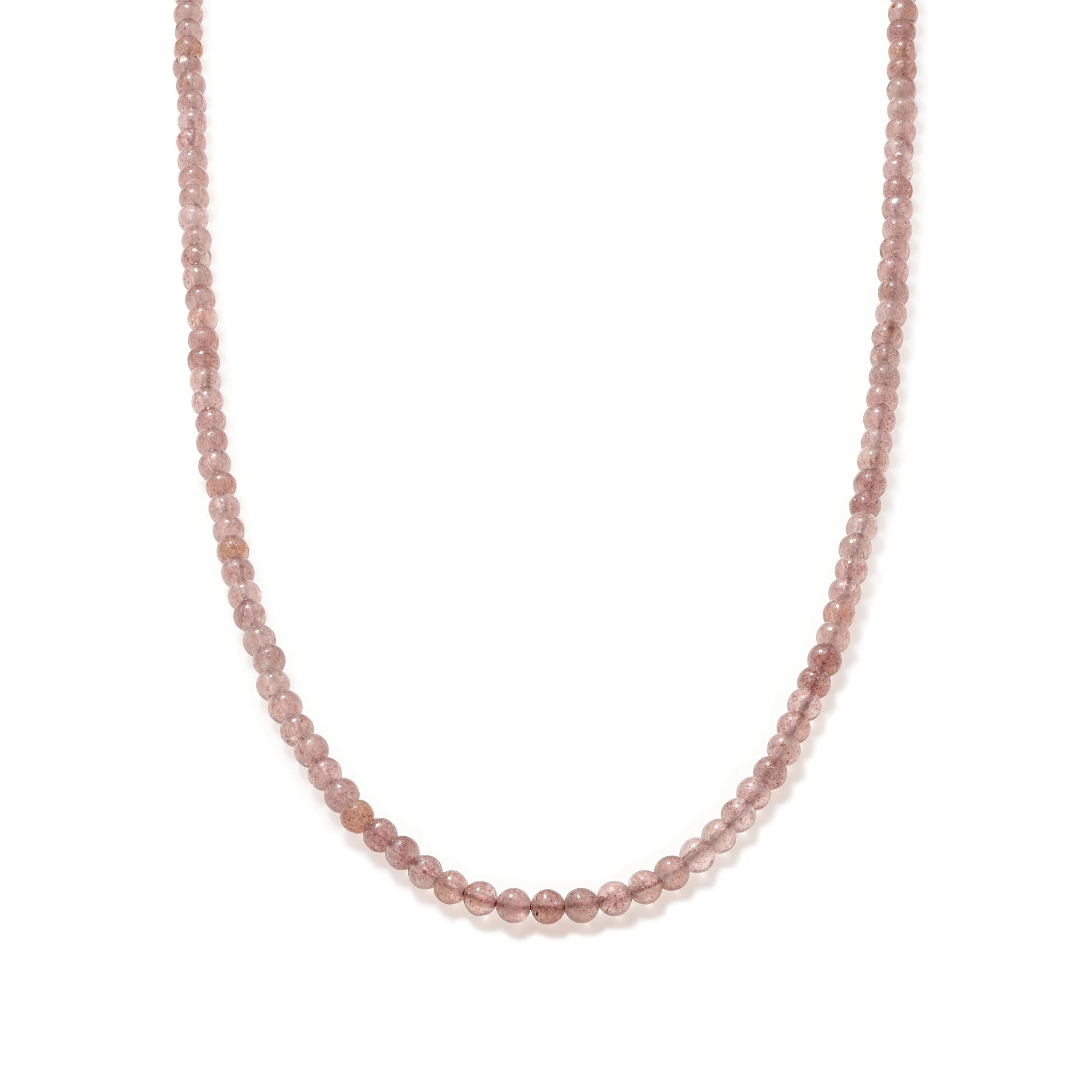 AAA Strawberry Quartz Beaded Medallion Necklace for Adults, Natural Crystals Jewelry to Boost Creativity