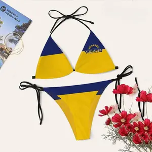 Twisted Tea Triangle Bikini Set Swimsuit, All Over Print String Bikini