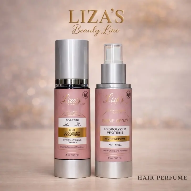 1578- Liza's Beauty Line Silk Collagen Treatment & Hair Perfume Silky Argan Anti Frizz Scented Formula for Shine Texture Improvement US Product
