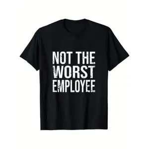 Women's Cotton Graphic Shirts - Funny "Not The Worst Employee" Distressed Print, Round Neck, Lightweight, Breathable, Soft Smooth Seamless Fabric, Casual Streetwear Funny Women's T-Shirts Top