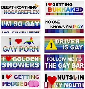 10PCS Bumper Decals Funny LGBT Stickers, Rainbow Bumper Prank Car Stickers LGBT Sticker Sign, Colorful Gay Pride Decal for Cars Trucks Luggage Window, Car Accessories