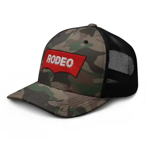 RIVEMUG NX Camo Rodeo Embroidered Curved Bill Camouflage Trucker Hat Low Crown Adjustable Rodeo Western Country Cap