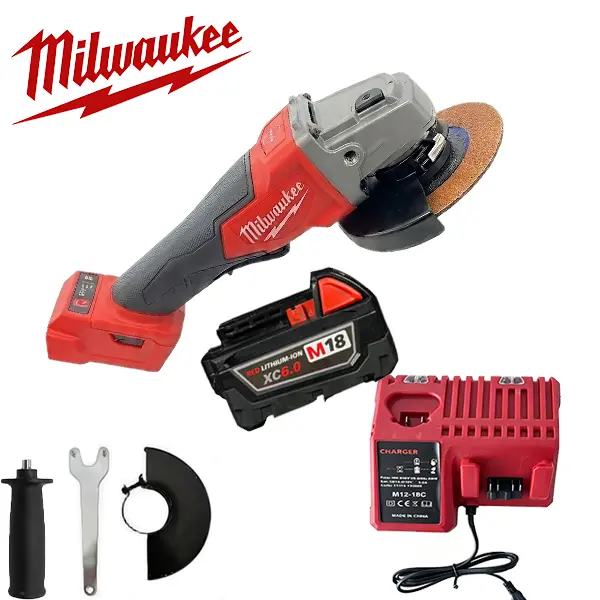 Milwaukee M18 Brushless Cordless Angle Grinder, 125mm, 8500RPM High-Speed Metal Cutter with Electronic Brake for Welding Fabrication, Auto Repair charger battery fast industrial outdoor construction big tool control mode 4-mode drive high-quality task diy