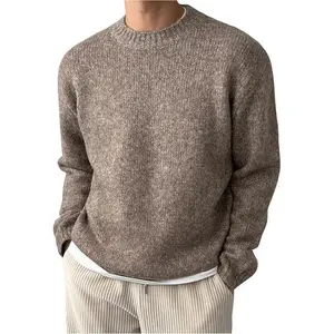 Men's Crewneck Long Sleeve Sweaters Drop Shoulder Knit Pullover Tops Basic Knitwear