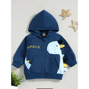 (New)Autumn And Winter Boys' Clothing Jacket, Cute Dinosaur Zip-Up Hoodie