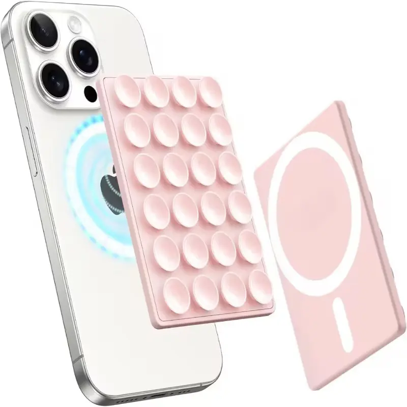 Silicone Suction MagSafe Phone Holder – Wall & Mirror Mount for Content Creators | Compatible iPhone 13-18 | Suppliu Magnetic Tripod