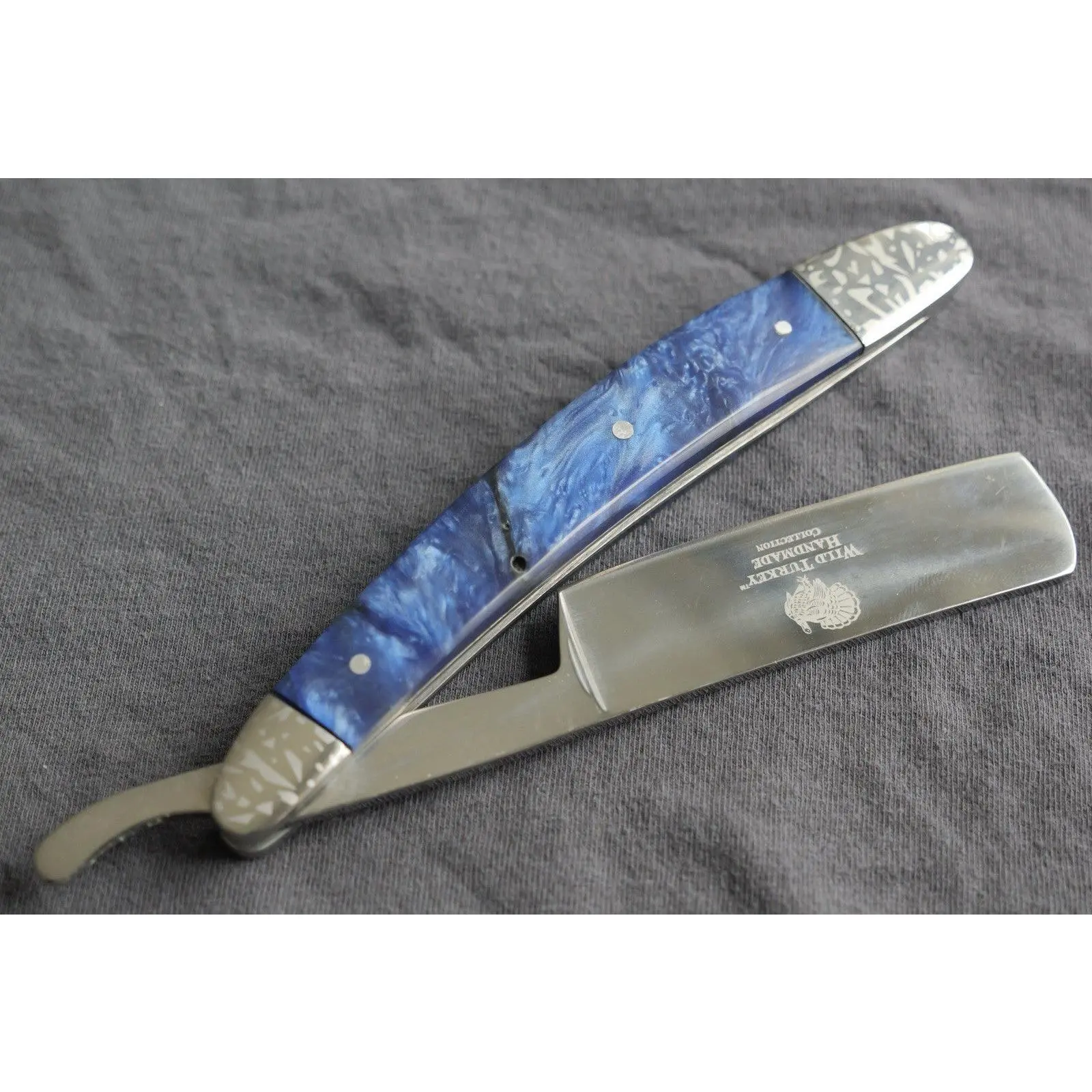 OG Vintage Shaving Straight Razor Chrome Finish Deep Blue Handle Sharp Barber OG Vintage Shaving Straight Razor Chrome Finish Deep Blue Handle Sharp Barber