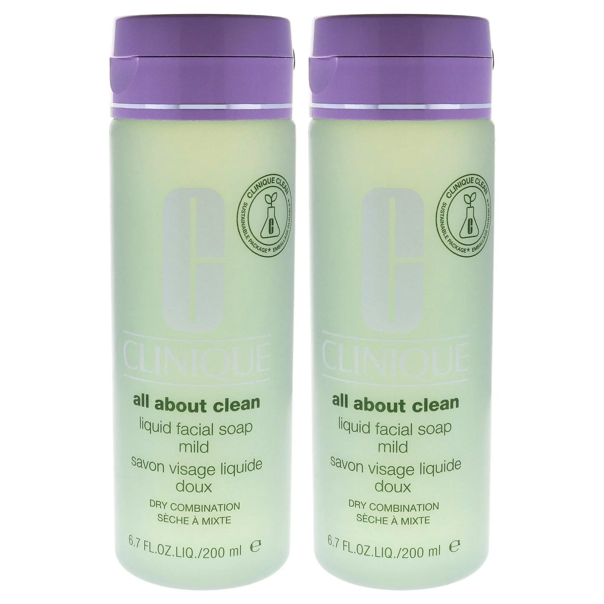 All About Clean Liquid Facial Soap Mild by Clinique for Unisex - 6.7 oz Soap - Pack of 2
