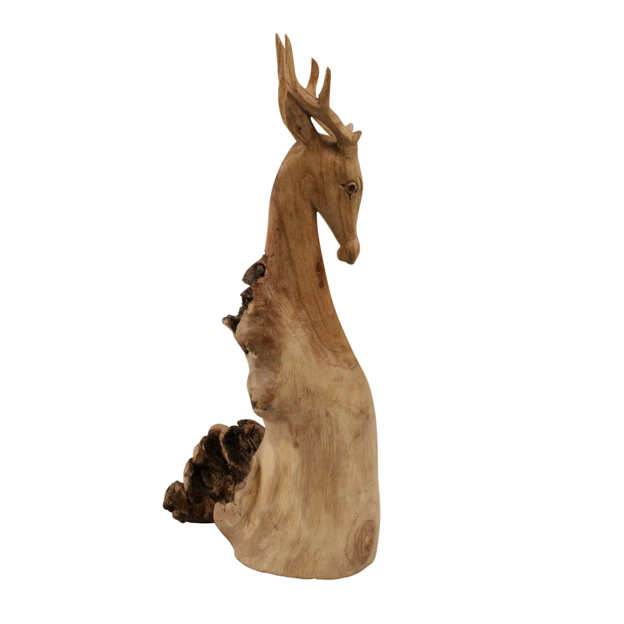 Hand-Carved Woodland Stag Sculpture