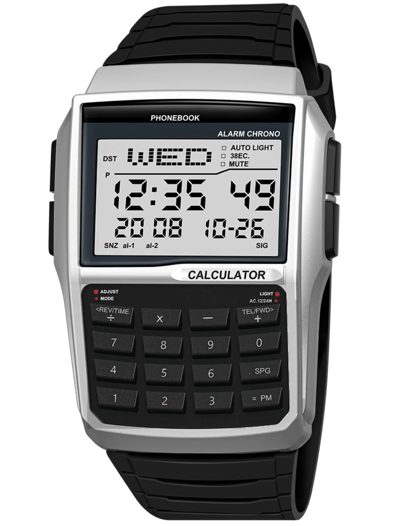 Unisex Fashion Outdoor Sports Watch, Multifunctional Square Watch, Fashionable Digital Watch, Trendy Multifunctional Watch, Digital Calculator, LED Night Light, Waterproof, Gift Box Included, Sporty Waterproof Watch