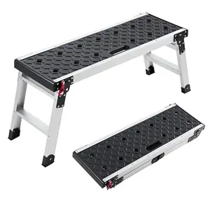 【DealsForYouDays】VEVOR Folding Work Platform, 35.8 x 12.2 in Aluminum Step Stool, 16.5 in Height, 500 lbs Load Capacity, Heavy Duty Platform Ladder with Locks, Portable Work Bench for Painting & Maintenance & Home, Step Folding Steps